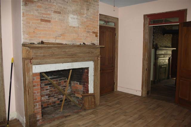 Kitchen Fireplace, Pantry & Door to Wood Burner Room
