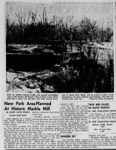 New Park Area Planned at Historic Markle Mill